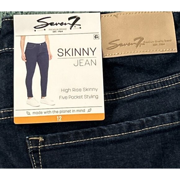 Seven7 Women's 5 Pockets Soft Stretch High Rise Skinny Jean Blu Size 12 MSRP $69 - Picture 2 of 3